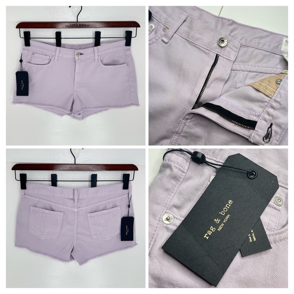 Rag & Bone NWT Cut Off Short Size 30 Lilac USA Made 35x2 Festival Denim $168